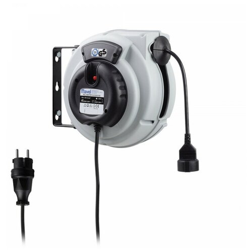 Удлинитель силовой на автоматической катушке Mavel Roll Master Plus (арт.811030), 15м, 230В, H05VV-F, 3X1,5мм2, 8A, с розеткой