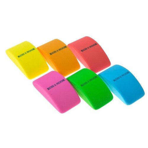 Набор 6 штук ластик Koh-I-Noor синтетика Tremoplastic 6225/18, микс х 6 цветов (2628901) ластик 6225 18 пластиковый цветной микс 18 шт