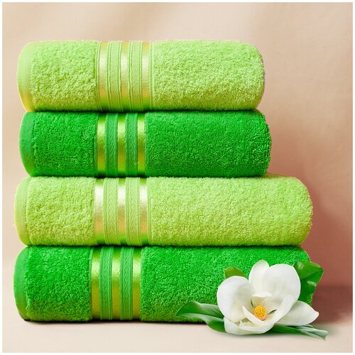 фото Набор из 4 полотенец harmonika цвет: салатовый, зеленый (50х80 см - 2 шт, 70х130 см - 2 шт) dome