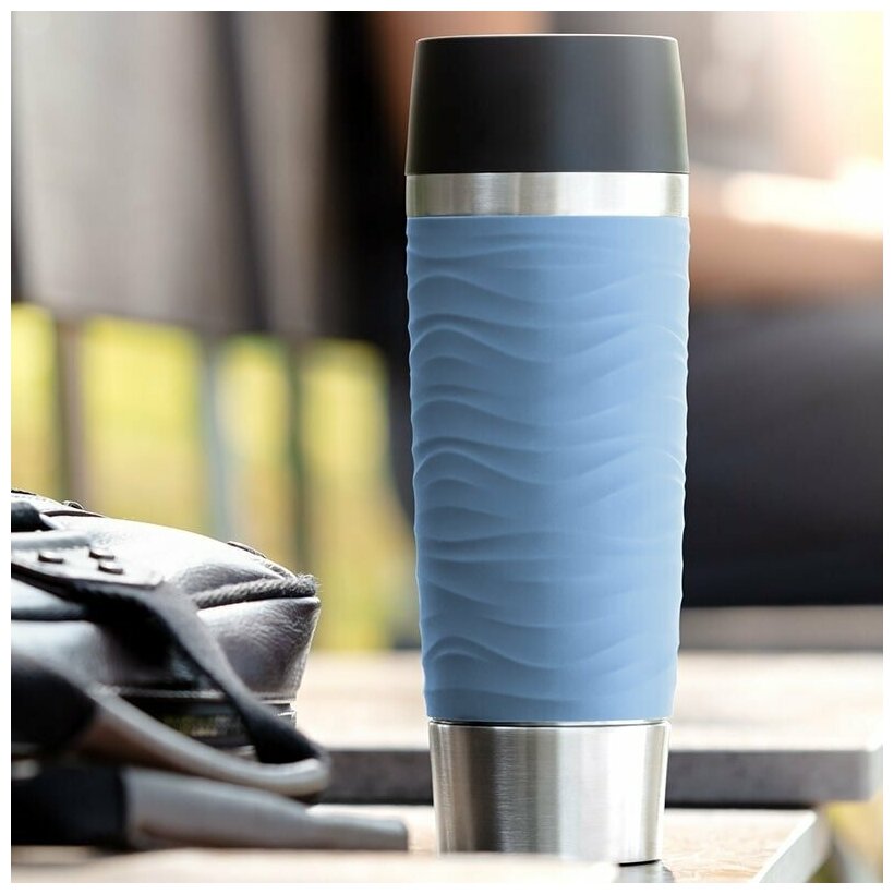 Термокружка Emsa Travel Mug Waves 0,36л Blue (N2010700) - фотография № 19