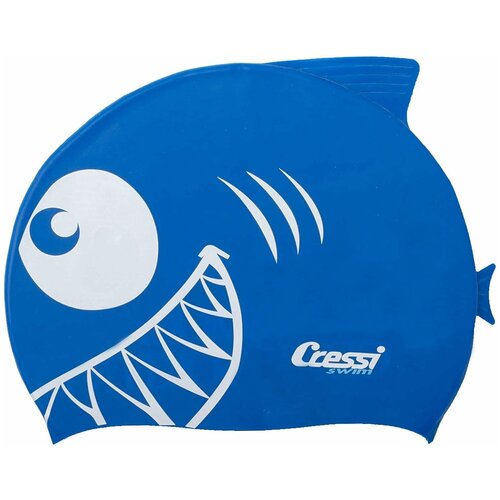 шапочка для плавания cressi silicone kids cap shark детская голубая Шапочка для плавания CRESSI SILICONE KIDS CAP SHARK, детская, синяя
