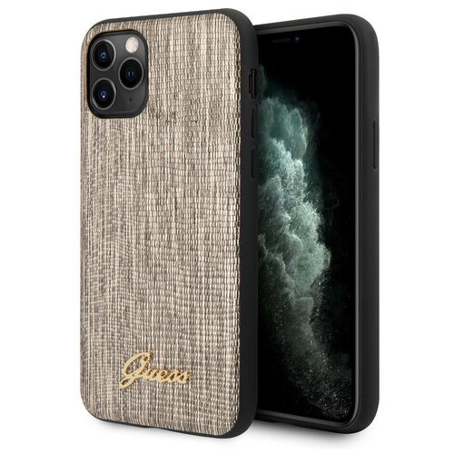 фото Чехол cg mobile guess animal lizard with metal logo hard pu для iphone 11 pro, цвет золотой (guhcn58pcumlligo)