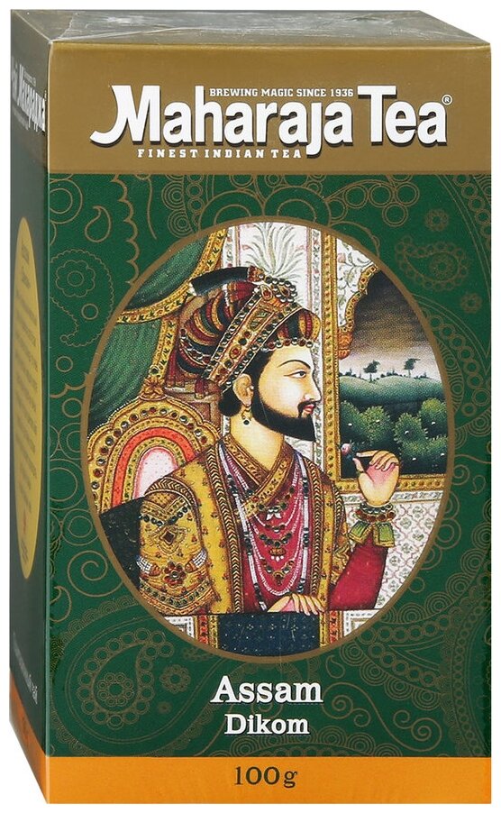 Чай чёрный байховый Ассам Диком Maharaja п/ж картон, 100 гр. в/с, индийский - фотография № 2