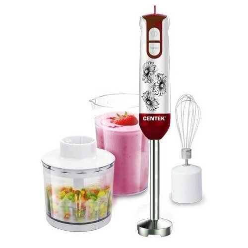 Блендер CENTEK CT-1336 Flower белыйкрасный 800Вт стальная насадка стакан 600 мл чоппер венчик 244900₽