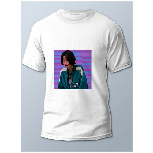 фото Футболка мужская белая сериалы игра в кальмара (игра в кальмара, squid game) - 21793 brut-shop