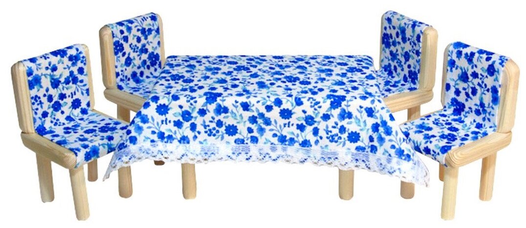 Игровой набор Радость моя «Мебель для кукол - Столовая» цвет цветочный переполох синий