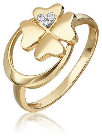 Кольцо PLATINA, комбинированное золото, 585 проба, бриллиант, размер 17