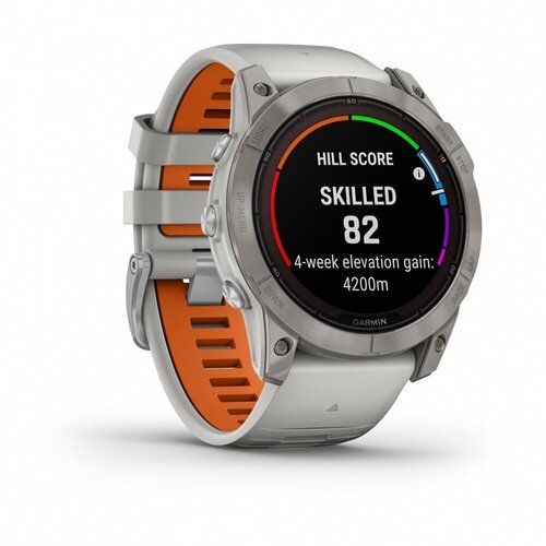 Часы Garmin FENIX 7X PRO Sapphire Solar Edition 010-02778-15 Титановый корпус с дымчато-серым оранжевым ремешком 2023