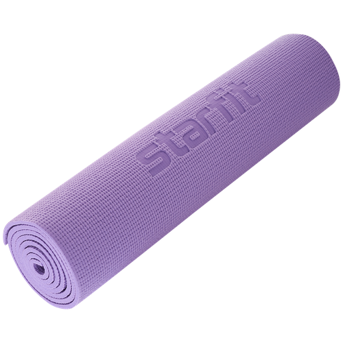 Коврик для йоги и фитнеса FM-104, PVC, 183x61x0,8 см, фиолетовый пастель