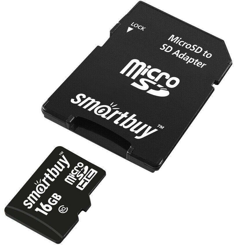 Мониторы Iiyama Карта памяти SmartBuy microSDHC 16 ГБ Class 10, R/W 30/15 МБ/с, адаптер на SD