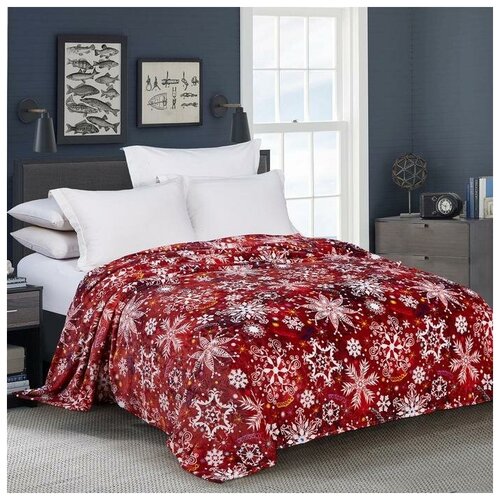 фото Плед павлина снежный вальс цв.красный, 150х200см, аэрософт 190г/м, пэ100%