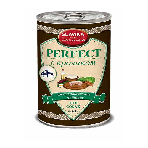 Консервы SLAVIKA PERFECT для собак, с кроликом, 340г*12ш консервы slavika perfect для кошек с индейкой 340г 12шт