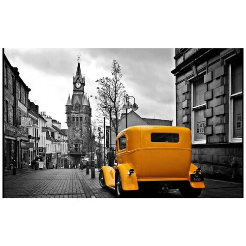 фото Интерьерная картина-обогреватель warmart "ретро жёлтое такси" 60х100 см