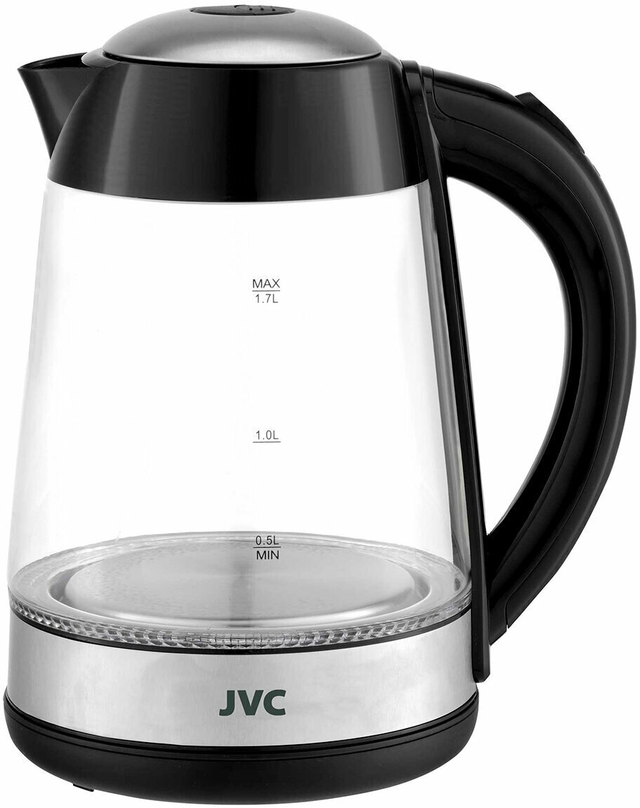 Чайник электрический JVC 1,7 л, стеклянный, с LED подсветкой, 2200 Вт