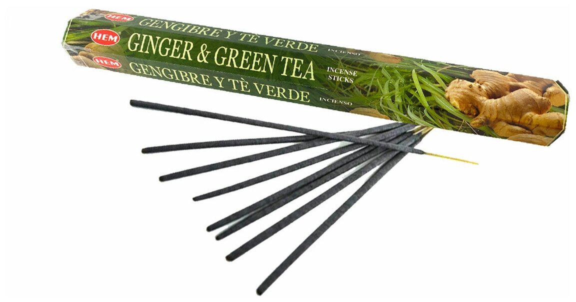 Благовония HEM Ginger & Green Tea (Имбирь и зеленый чай), 20 палочек