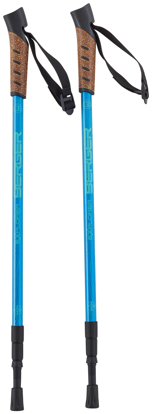 Палки для скандинавской ходьбы BERGER Explorer 3-секционные, 67-135 см, синий
