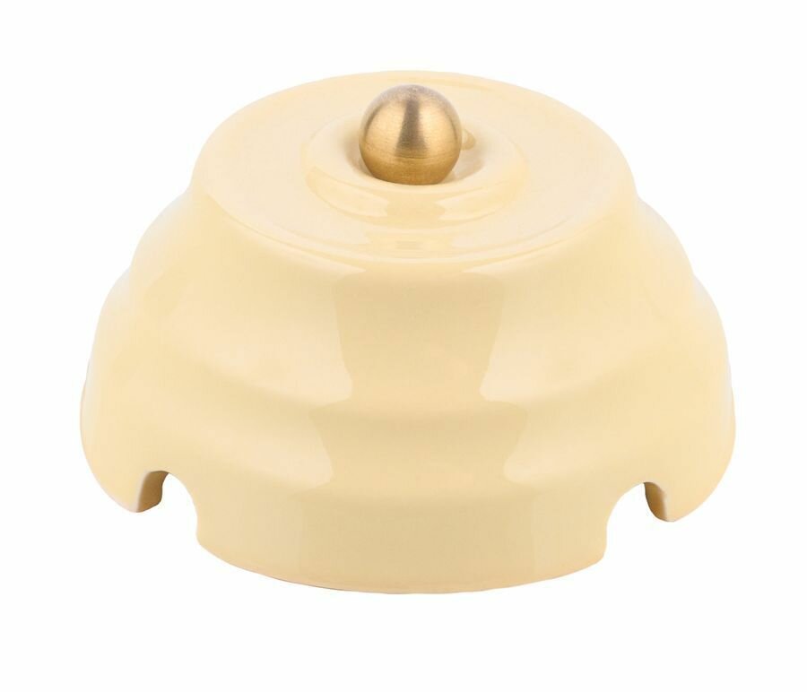 фото Ретро распределительная коробка D90 керамическая без подложки, слоновая кость/латунь, серия Астория