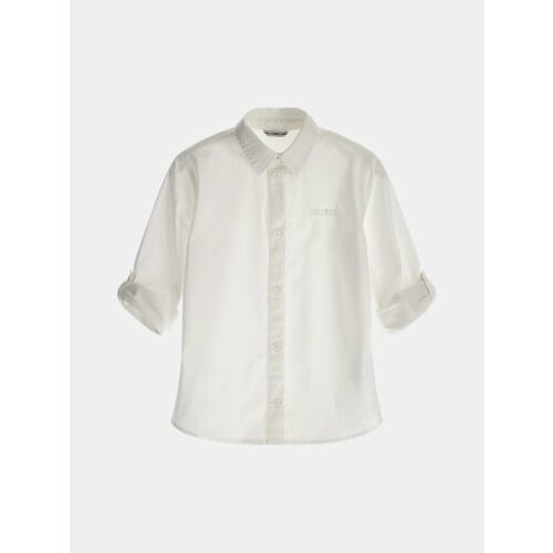 Рубашка GUESS, прямой силуэт, на пуговицах, без карманов, однотонная, размер 140, белый
