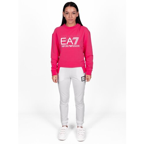 Костюм EA7, свитшот и брюки, повседневный стиль, манжеты, размер M (42 IT), белый, розовый