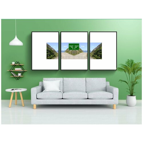 фото Набор модулных постеров для интерьера "луг, дорожка, панорама" 60x90 см. в тубусе, без рамки lotsprints