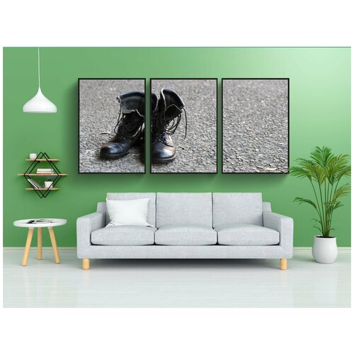 фото Набор модулных постеров для интерьера "армия, сапоги, изношенный" 60x90 см. в тубусе, без рамки lotsprints