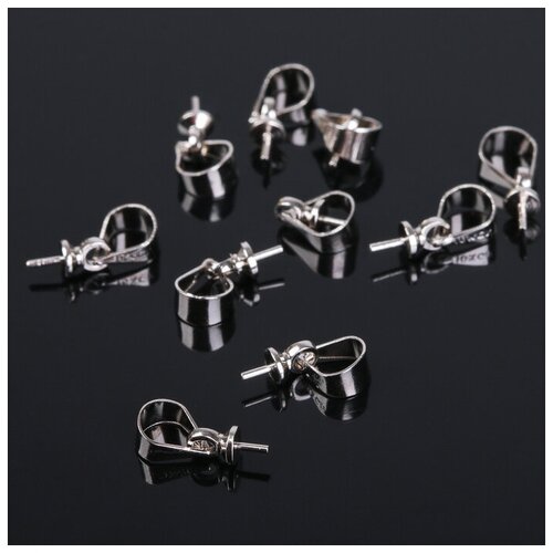 фото Держатель для кулона клеевой см-183 (набор 10шт), 10*5 мм, цвет серебров наборе1шт queen fair