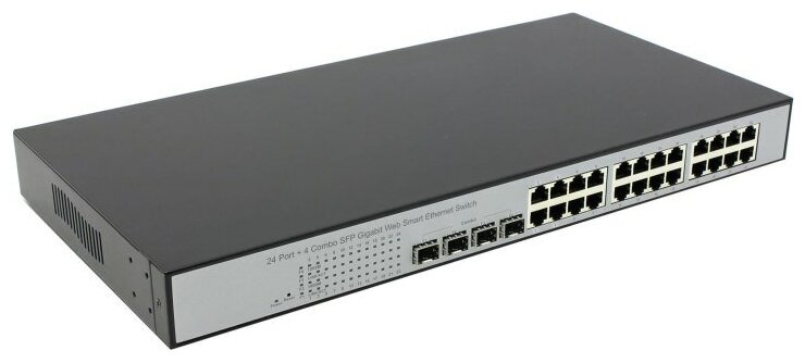 Коммутатор MultiCo EW-70244 Gigabit E-net Switch 24-port 24utp, 10/100/1000Mbps,4-port comboSfp .