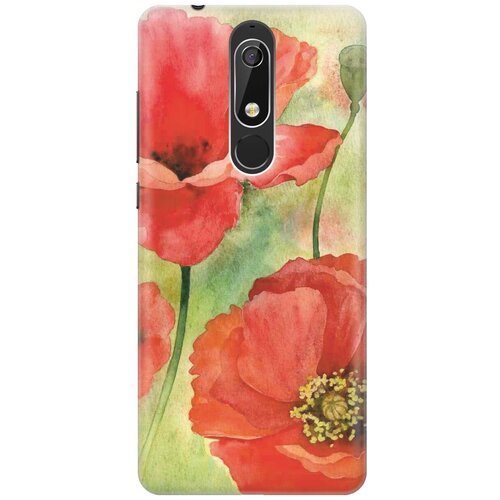 фото Re:pa накладка transparent для nokia 5.1 с принтом "алые маки"