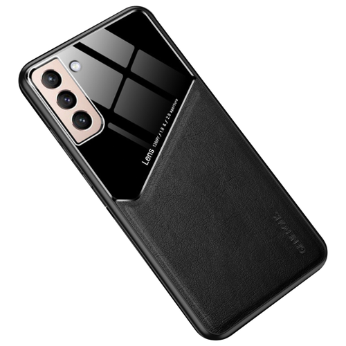 Чехол задняя панель MyPads для Samsung Galaxy S21 Ultra из качественного силикона с дизайном под кожу со стеклянной вставкой черная чехол задняя панель mypads из качественного силикона с дизайном под кожу со стеклянной вставкой для oneplus nord 2 5g черная