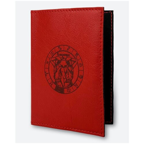Обложка для паспорта KAZA Знак зодиака близнецы красный