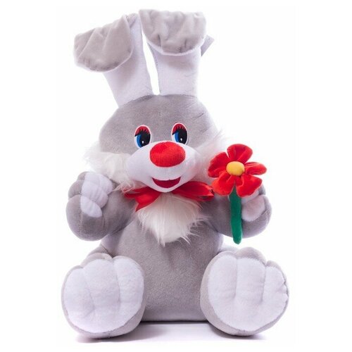 Нижегородская игрушка Мягкая игрушка «Зайчик», с цветком, 61 см, цвет серый