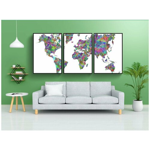 фото Набор модулных постеров для интерьера "мир, карта, земля" 60x90 см. в тубусе, без рамки lotsprints