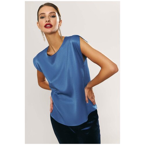 Блузка из струящейся ткани CALISTA 2-163583 Синий 42