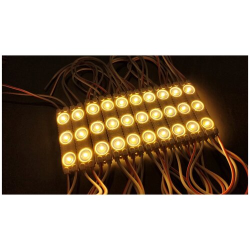 Светодиодный модуль линзованный SMD 2835, 3 LED, 12 В, 1.5 Вт, 105-110лм, IP65, теплый белый (3000к)