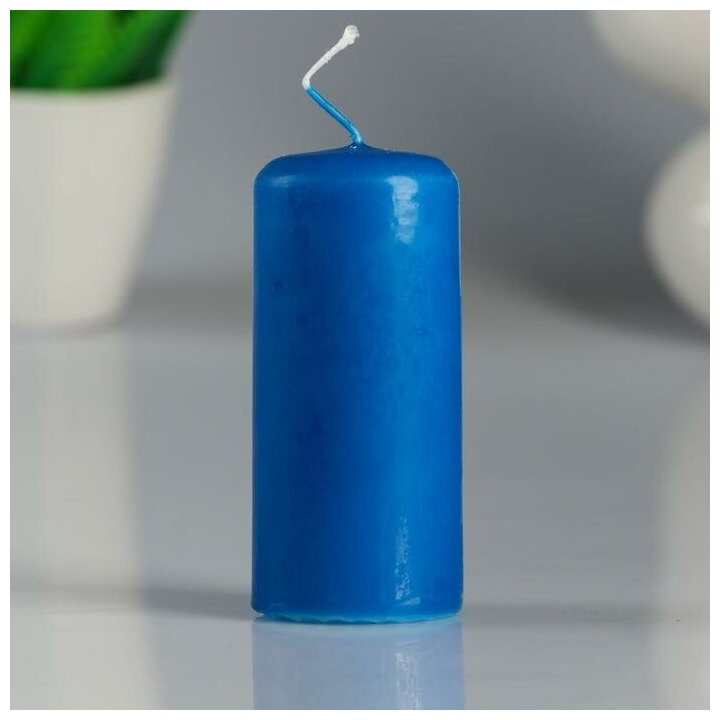 Свеча - цилиндр, 4х9 см, 11 ч, 90 г, синяя 1192431