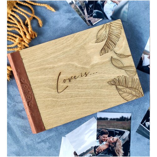 Альбом для фотографий 10х15, 15х21, 10х10, Instax, семейный фотоальбом с чистыми листами, деревянная обложка, Love is