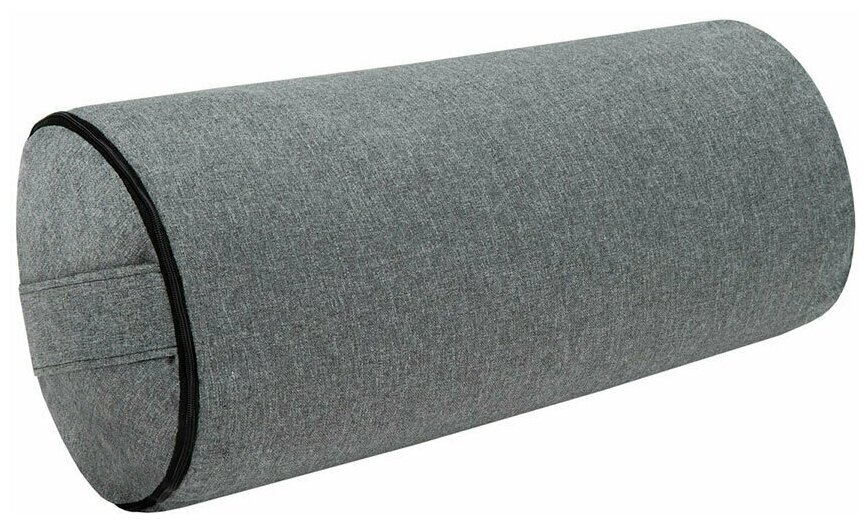 Подушка для йоги медитации BIO-TEXTILES Болстер валик 60*22 серый с лузгой гречихи массажная спортивная ортопедическая