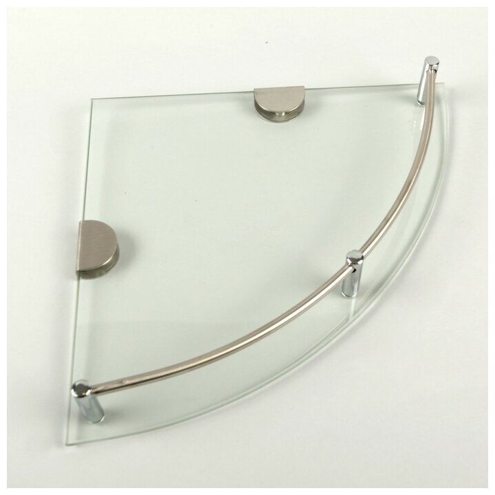 Полка угловая для ванной комнаты, 24×24×4 см, металл, стекло (комплект из 2 шт) - фотография № 5