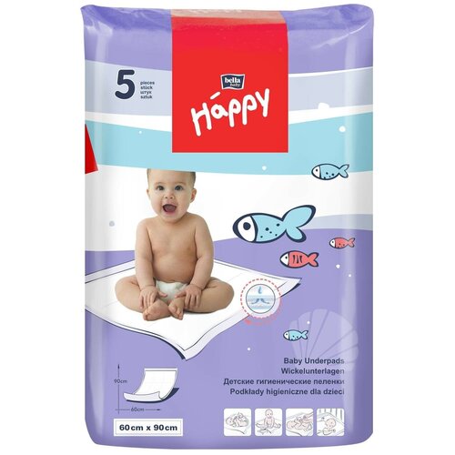 Пеленки гигиенические для детей Bella Happy soft, 5шт, 60 на 90 см
