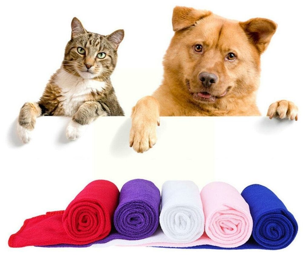 Впитывающее полотенце из микрофибры для груминга и ухода (розовое)/ полотенце для животных/ полотенце для собак и кошек/ полотенце для питомцев - фотография № 4