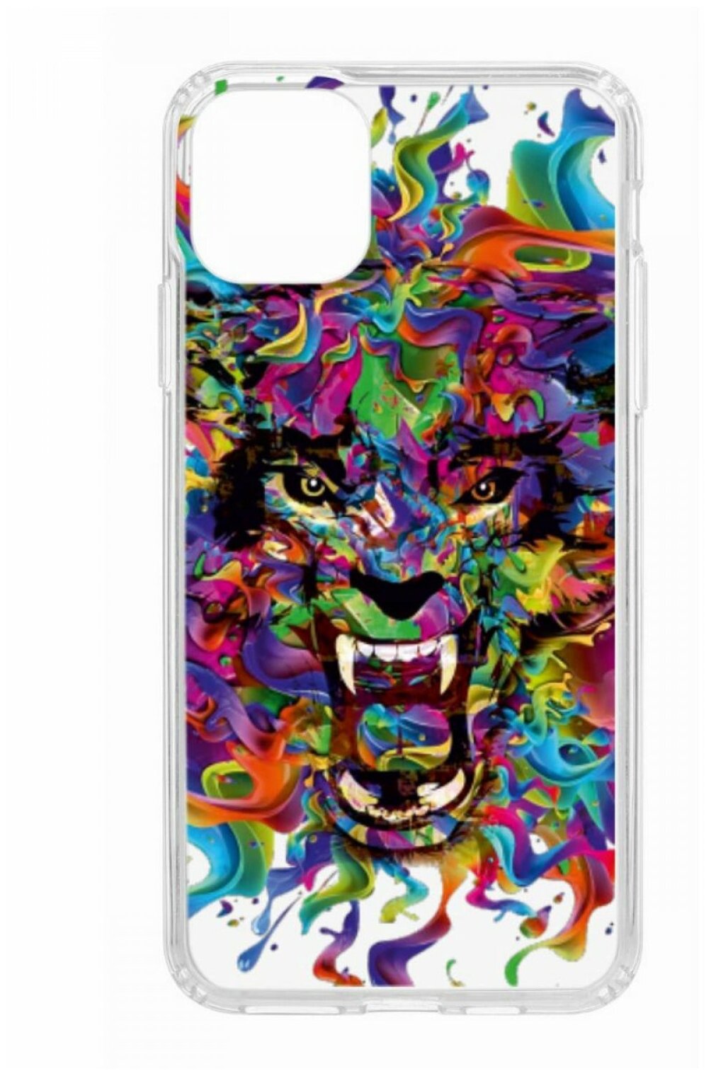 Чехол для iPhone 11 Pro Max Kruche Print Colored beast,противоударная пластиковая накладка с рисунком,силиконовый бампер с принтом и защитой камеры