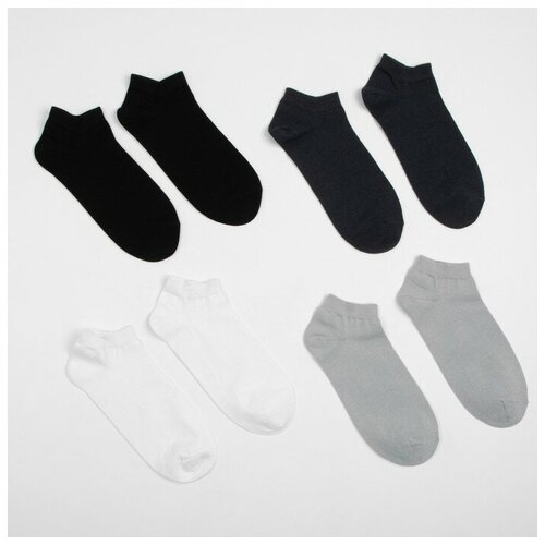 Набор мужских укороч. носков MINAKU 4 пары черн/тем-серый/сер/бел, р-р 40-41 (27 см) 7503010