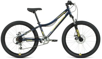 Подростковый горный (MTB) велосипед FORWARD Titan 24 2.2 Disc (2021) темно-синий/золотой 12" (требует финальной сборки)