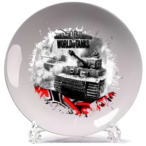 фото Тарелка coolpodarok игры. вот. танки. world of tanksтанк в черно белом цвете и лого)