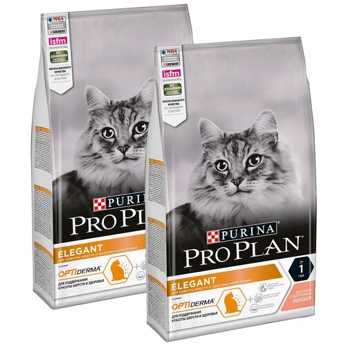 PRO PLAN CAT ELEGANT для взрослых кошек с чувствительной кожей с лососем (1,5 + 1,5 кг)