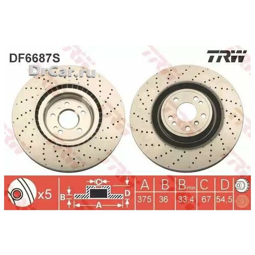 фото Trw диск тормозной передний mercedes w166, x166 4-matic 375мм df6687s
