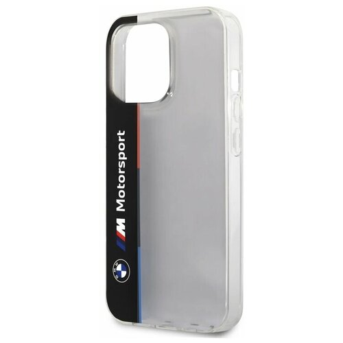 фото Bmw для iphone 13 pro чехол motorsport pc/tpu tricolor vertical hard transp/black