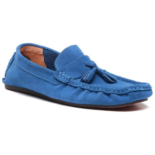 фото Basconi m980202 мокасины мужской голубой, натуральный спилок vitacci