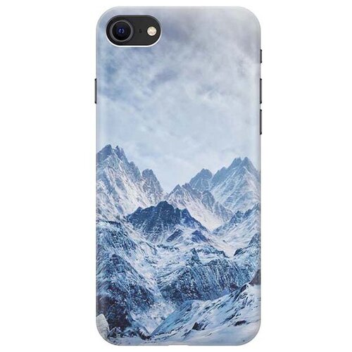 фото Ультратонкий силиконовый чехол-накладка для apple iphone 7 / 8 / se (2020) с принтом "снежные горы" gosso