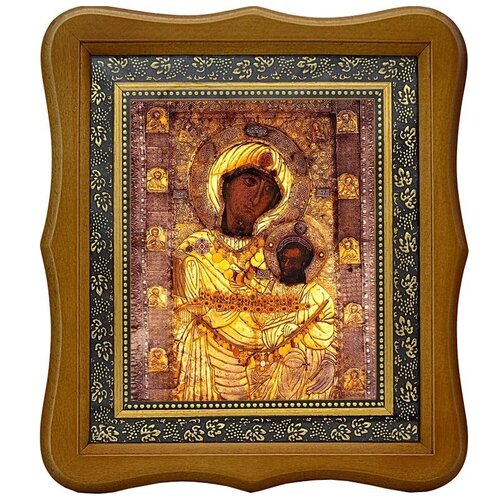 Иверская икона Божьей Матери. Копия афонской иконы на холсте. жития святых просиявших на святой горе афон